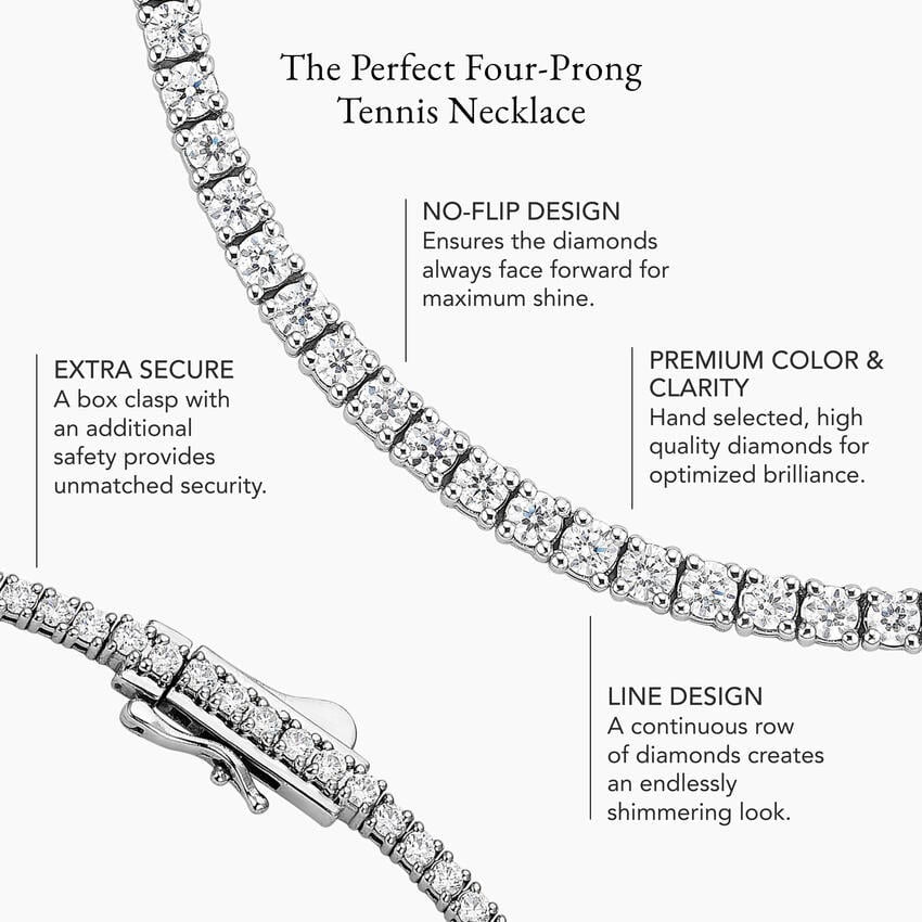 16 In. Perfect Four-Prong Lab Diamond Tennis Necklace (3 ct. tw.) in 14K Yellow Gold