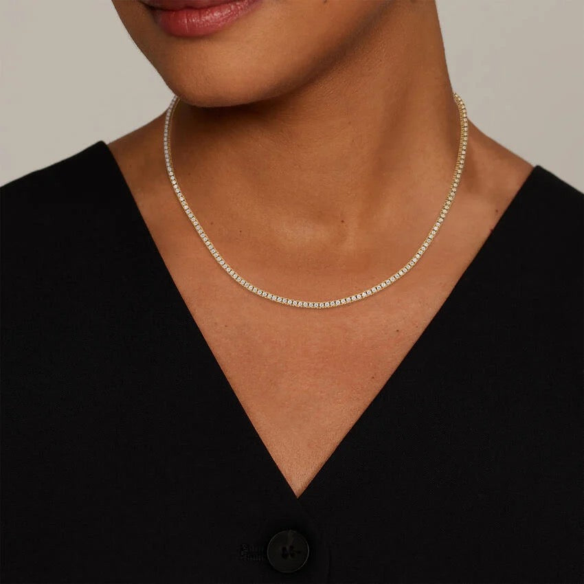 16 In. Perfect Four-Prong Lab Diamond Tennis Necklace (3 ct. tw.) in 14K Yellow Gold