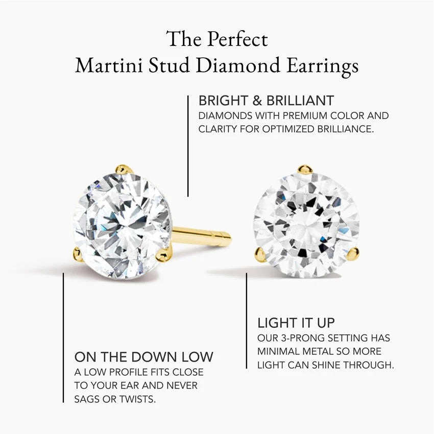 Perfect Martini Lab Diamond Stud Earrings (1 1/2 ct. tw.) in 18K White Gold