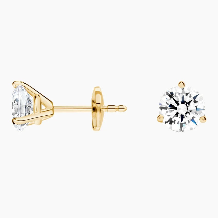 Pear Lab Emerald and Round Lab Diamond Toi Et Moi Earrings (1/10 ct. tw.) in 14K Yellow Gold